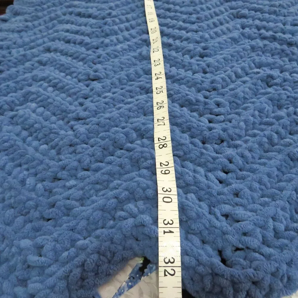 Crocheted Lap Baby Blanket Handmade Blue Chunky Soft Cozy Warm Throw